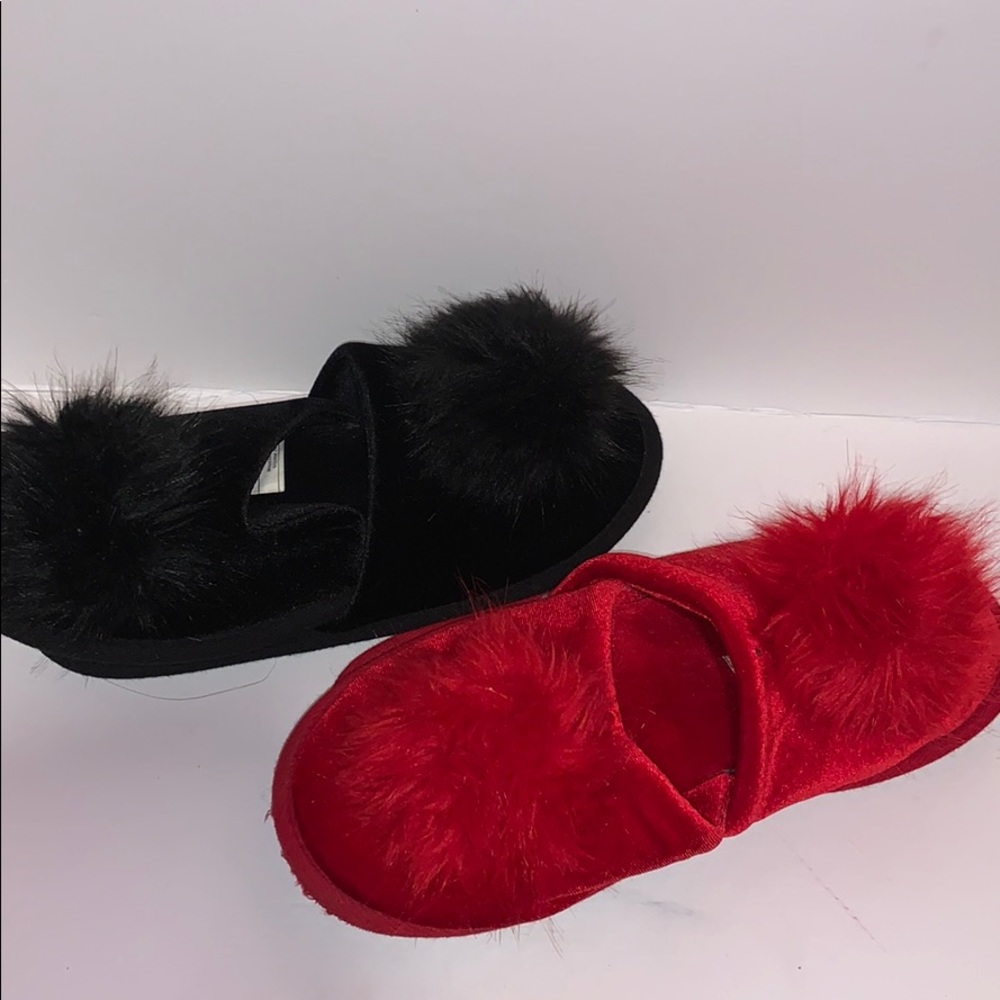 Red and black flip flops